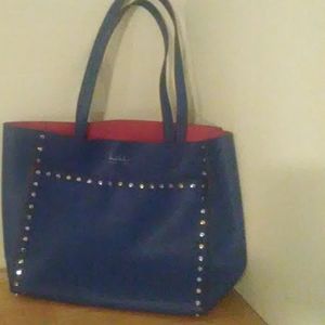 Nicole Miller Blue Tote w/silver studs